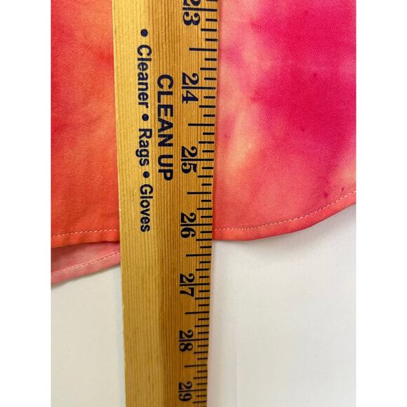 Theory Women’s Small Pink Tie Dye 100% Silk Long Sleeve Henley Blouse Luxury Top - Picture 6 of 6